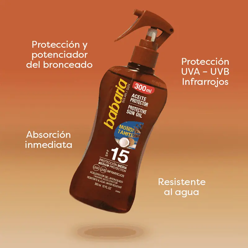 Aceite Protect Monoi Tahiti SPF15 Babaria 300 ml | Exótico