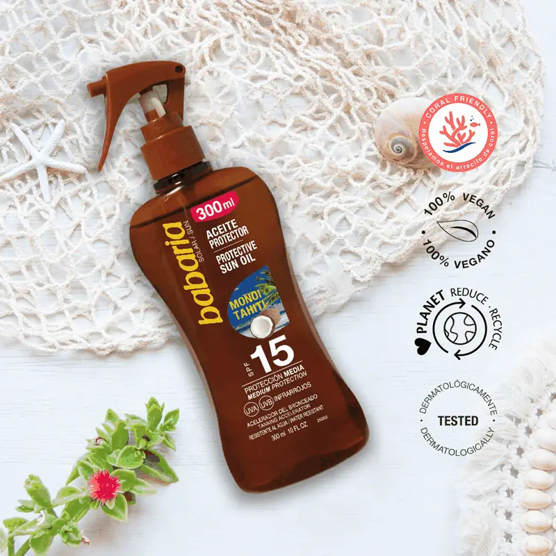 Aceite Protect Monoi Tahiti SPF15 Babaria 300 ml | Exótico