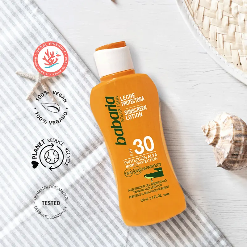 Leche Protectora Solar Aloe FPS30 Babaria 100 ml