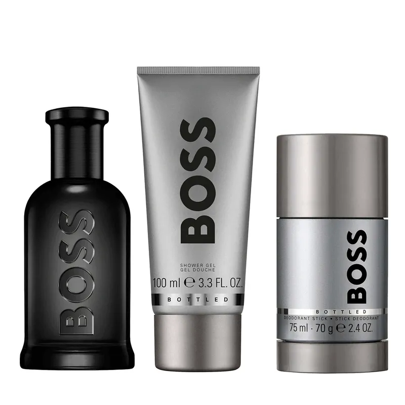 SET BOSS BOTTLED MEN PARFUM 100ML+DEO+SG100 ML